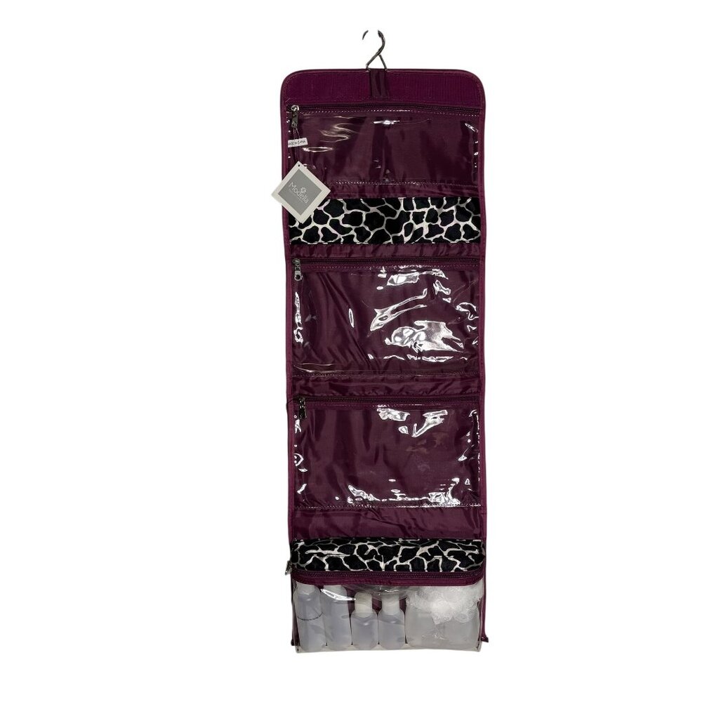 Hanging Travel Organizer 4  Plastic Bottles, Soap Dish, Pouff  Foldable